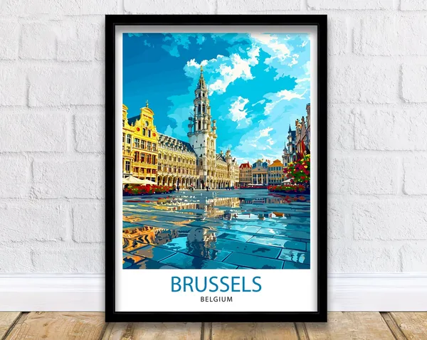 Brussels Belgium Travel Poster, Brussels Wall Decor