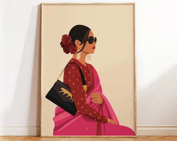 Indian Woman, Modern Boho South Asian Art Print