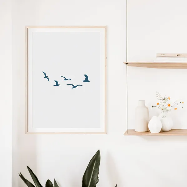 Seagull Print, Minimalist Beach House Decor