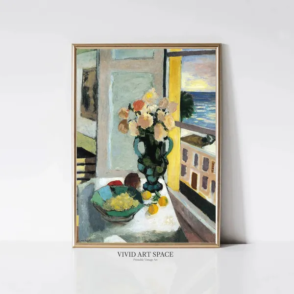Matisse Flowers In Front Of A Window, Art Print