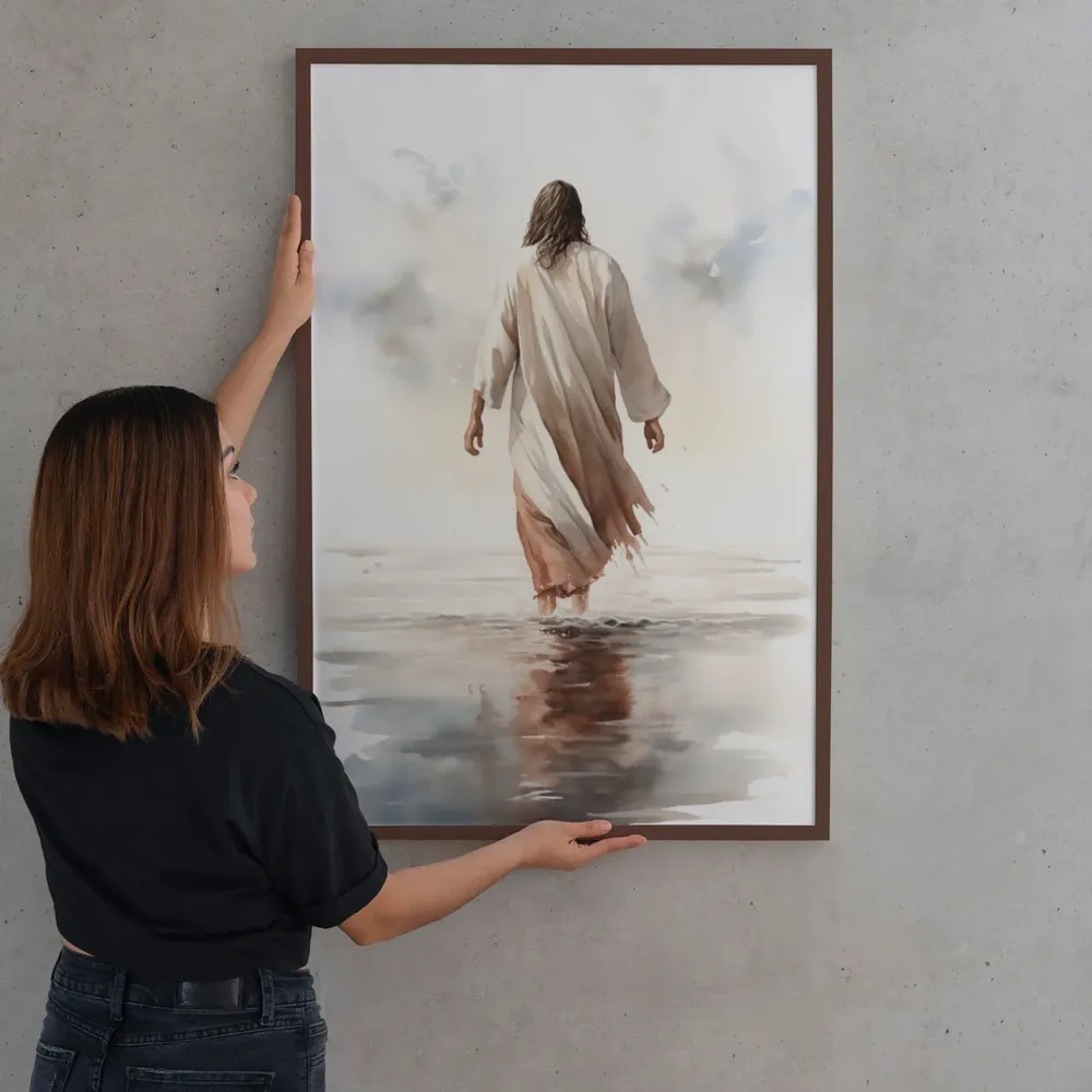 Jesus Walking On Water Bible Art Poster - Image 2
