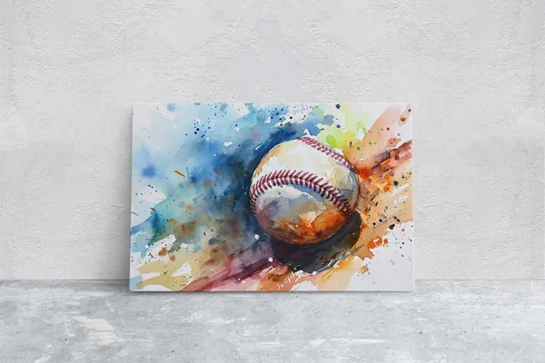 Baseball Watercolor Sports Decor Art Print, Gift for Him