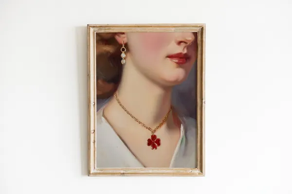 Antique Oil Painting Coquette Art Print, Dark Academia