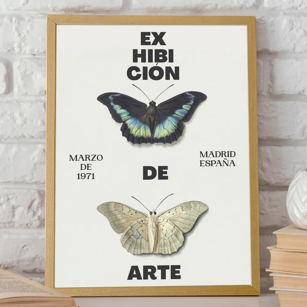 Butterflies 1971 Madrid Espana Exhibition Travel Poster - Image 2