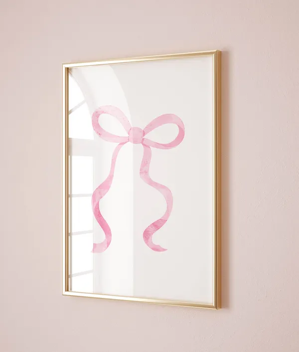 Coquette Ribbon Art Print, Pink Room Decor