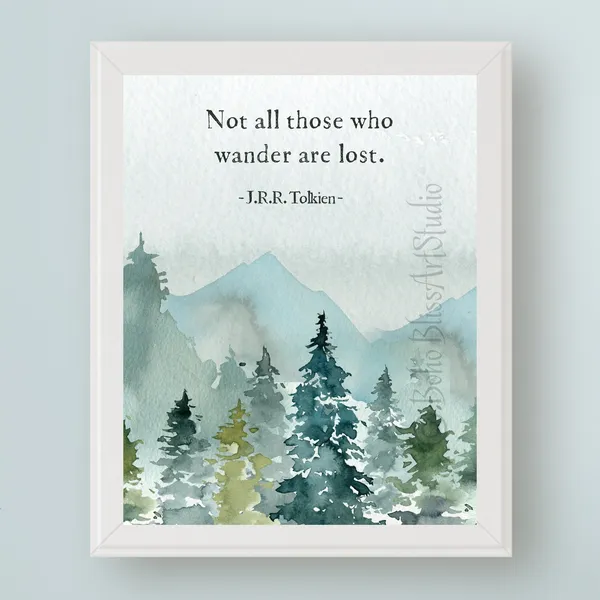 J.R.R. Tolkien Quote Art Print, Wanderlust Decor