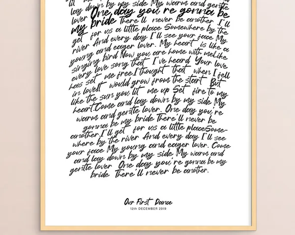 Handwritten Song Lyrics Personalized First Dance Print