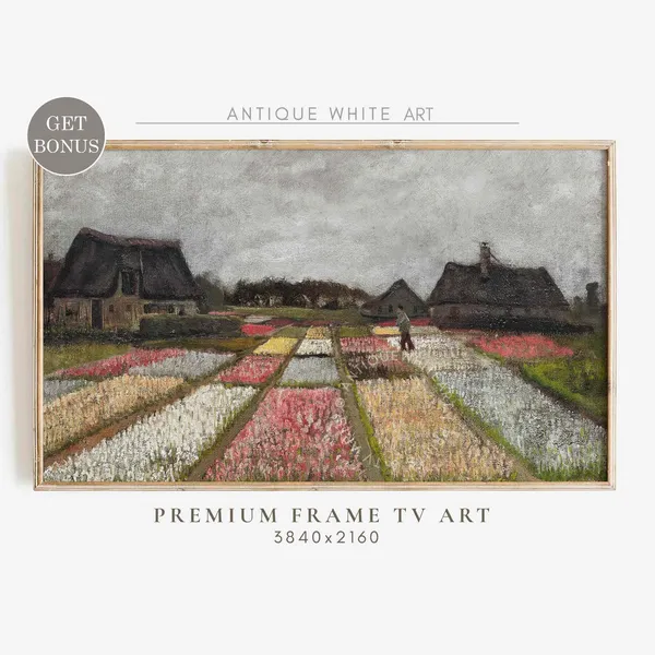 Flower Field Vintage Oil Painting Art Print