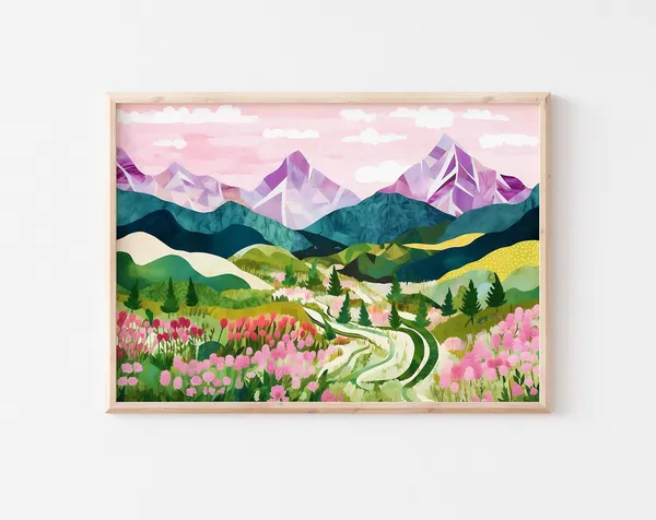 Abstract Mountain Botanical Landscape Art Print