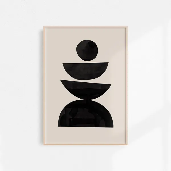 Modern Abstract Beige Black Minimalist Art Print