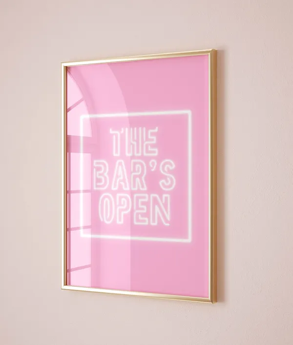 The Bars Open Bar Cart Sign, Preppy Y2K Art Print