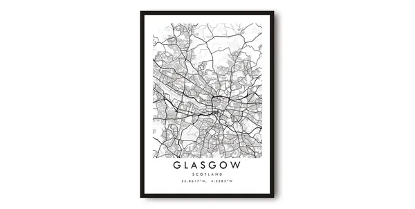Glasgow Scotland Map Print, Minimalist City Art