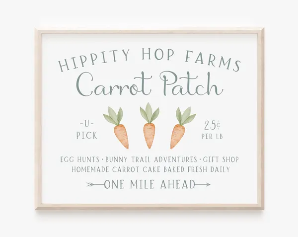Carrot Patch Easter Art Print, Springtime Decor