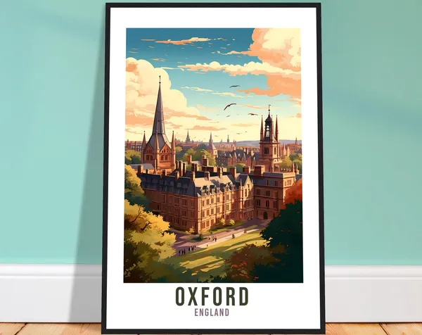 Oxford Travel Poster, Oxfordshire England Wall Art