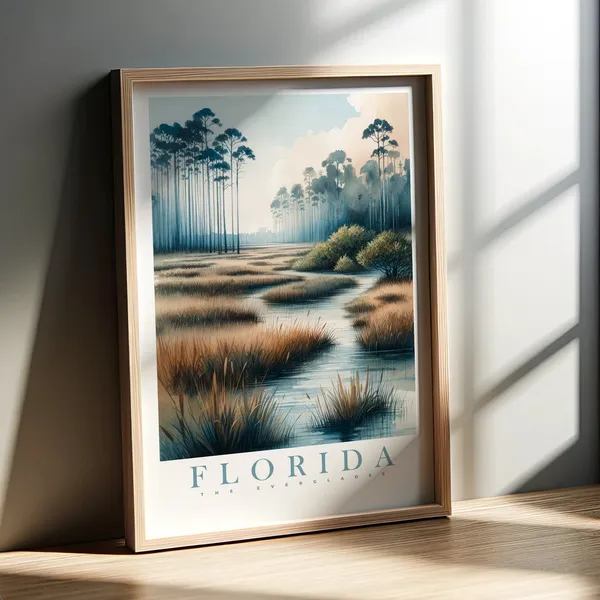 Florida Watercolor Print, The Everglades Travel Poster