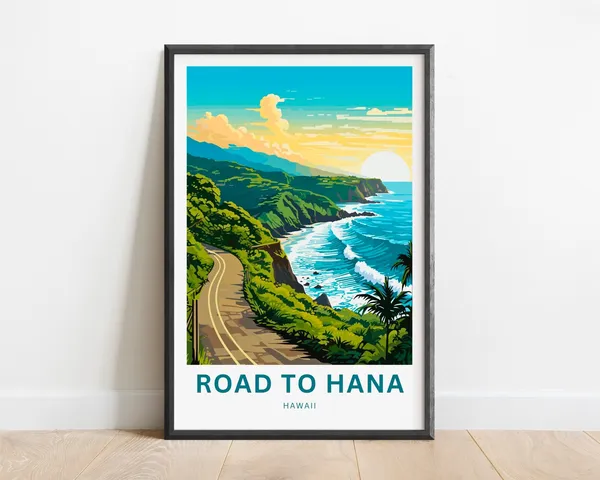 Road To Hana Travel Poster, Maui Hawaii Wall Art