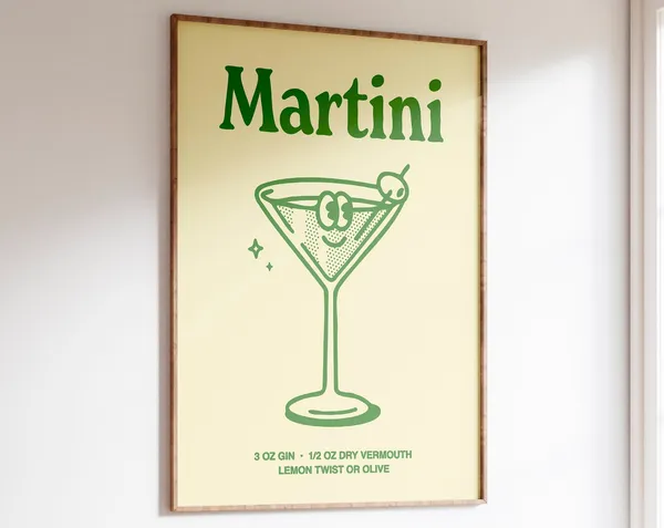 Martini Cocktail Retro Bar Decor Art Print