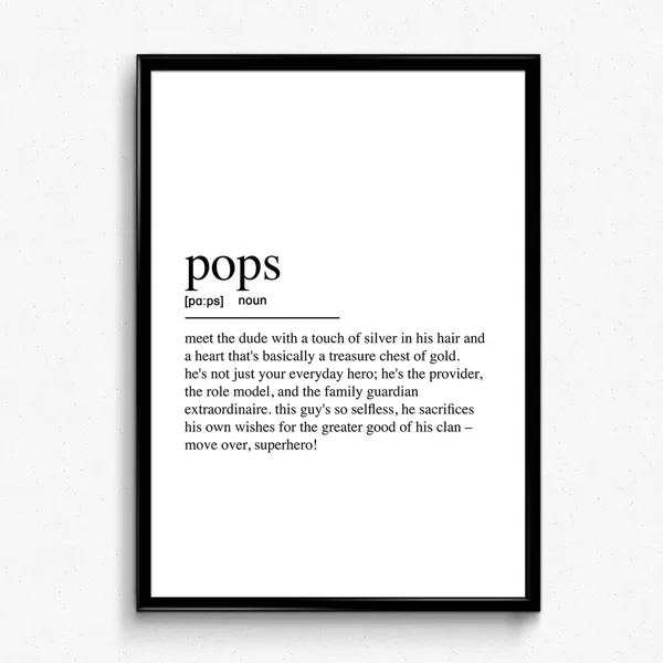 Pops Definition Grandpa Gift, Art Print