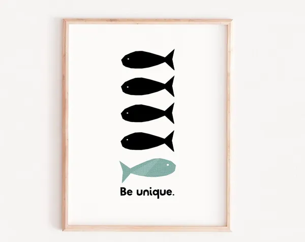 Motivational Fish Quote Print for Kids Playroom