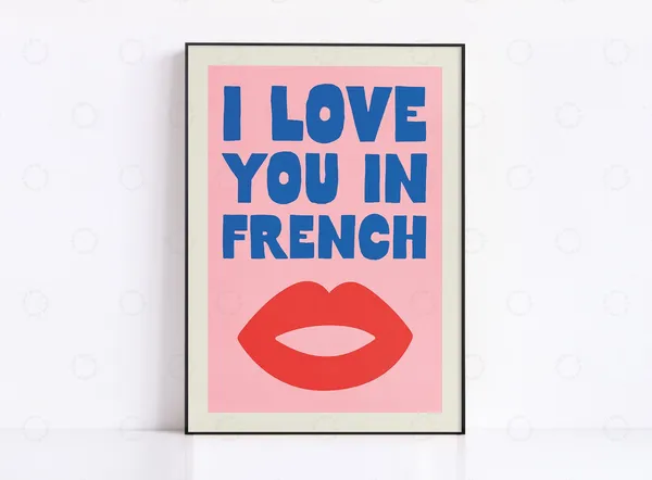 I Love You in French Typography Quote Print