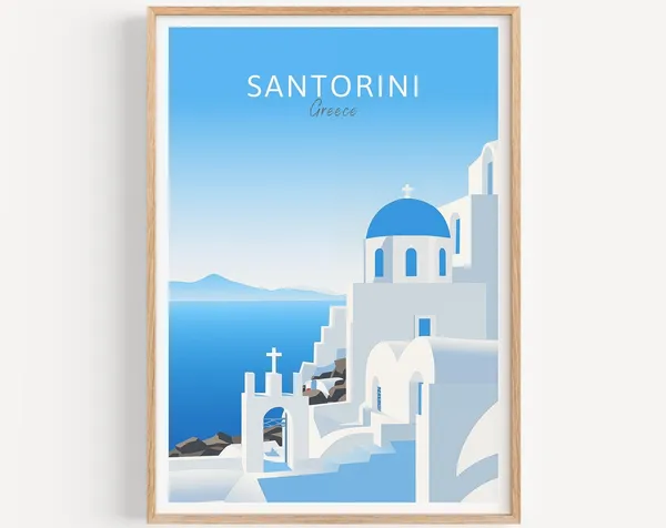 Santorini Home Decor Gift Travel Poster