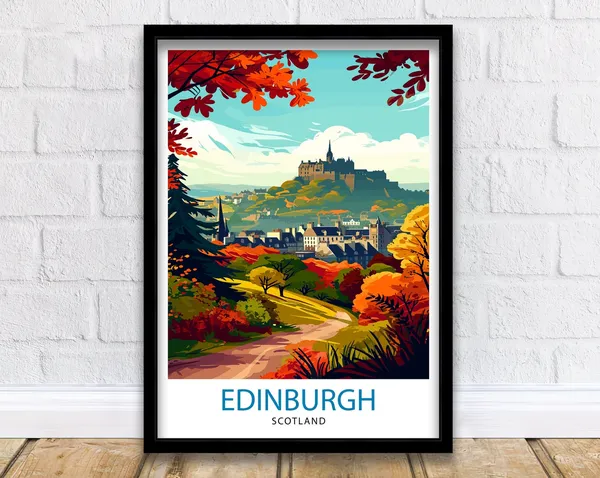 Edinburgh Scotland Travel Poster, Edinburgh Wall Art