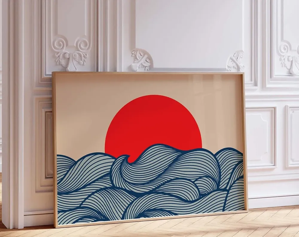 Sun Landscape Minimalist Sea Art Print