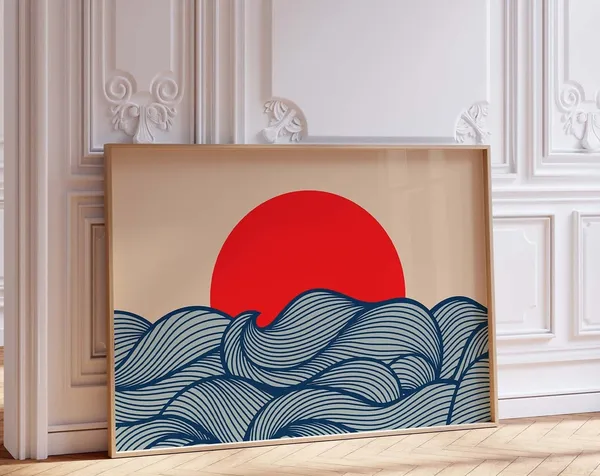 Sun Landscape Minimalist Sea Art Print
