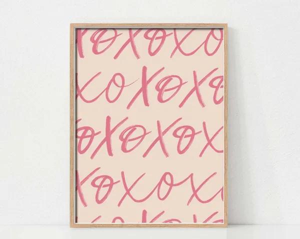 Xoxo Valentine Pink Poster Print, Girls' Room Decor
