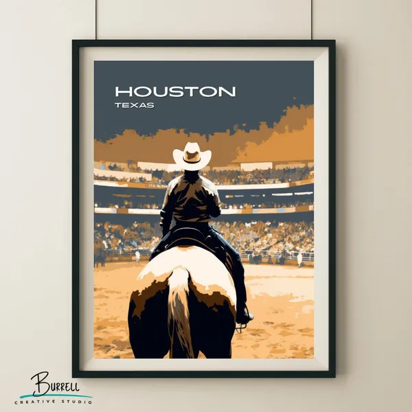 Houston Texas Livestock And Rodeo Show Travel Poster