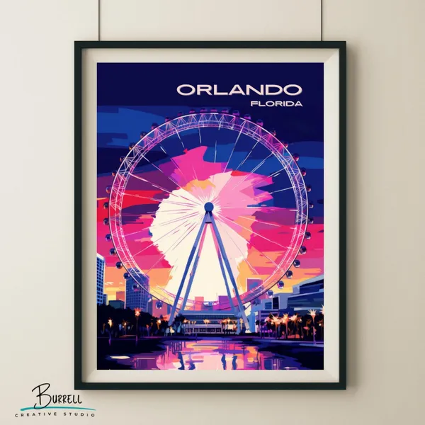 Orlando Florida Eye Travel Poster, Travel Poster