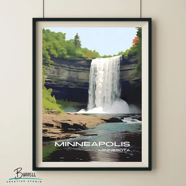 Minneapolis Minnesota Minnehaha Falls Travel Poster