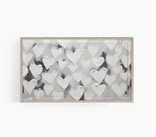 Impasto Hearts Black White Valentine's Day Art Print