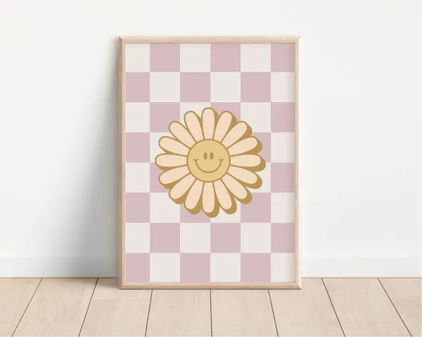 Girl Power Groovy Daisy Poster, Nursery Kid Decor