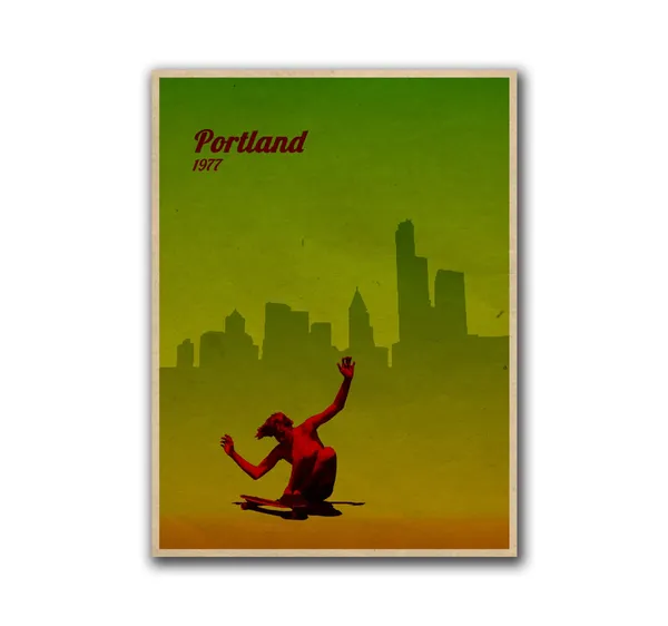 Skateboarding Retro Travel Poster, Vintage Decor Print