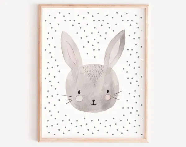 Baby Rabbit Nursery Animal Art Print, Woodland Decor