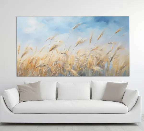 Abstract Wheat Field Art Print, Farmhouse Neutral