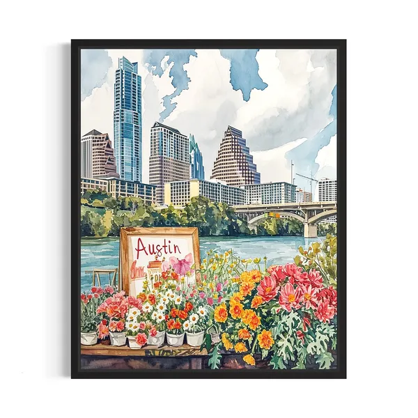 Austin Flower Market Neutral Botanical Art Print