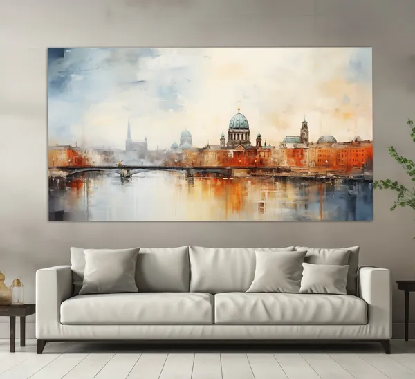 Berlin Vintage Oil Painting Style Abstract Art Print