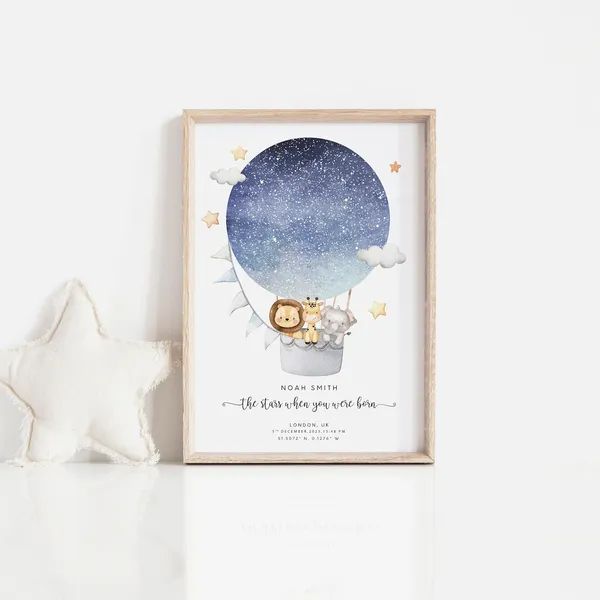 Custom Star Map New Baby Birthday Stars Poster