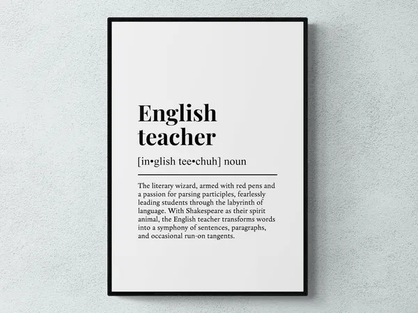 English Teacher Funny Definition Wall Art Print