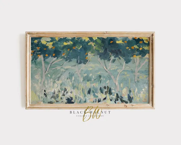 Abstract Orange Tree Vintage Painting Art Print