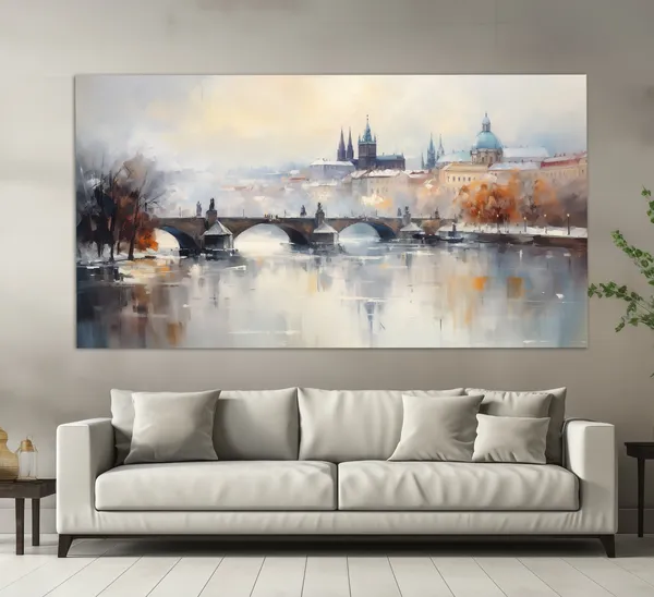 Prague Vintage Oil-Painting-Style Czech Republic Art Print