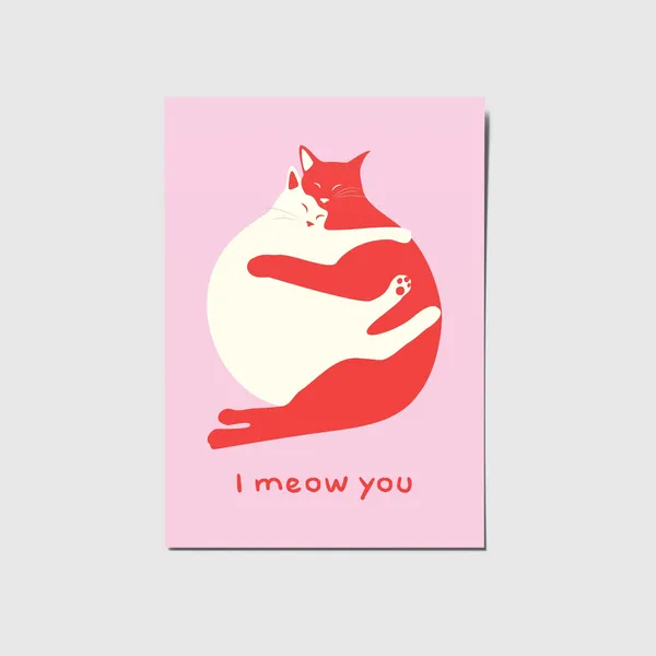 Valentines Day Cats Cuddling Greeting Card