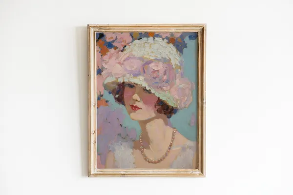 Soft Pink Vintage Hollywood Art Print, 1920s Aesthetic