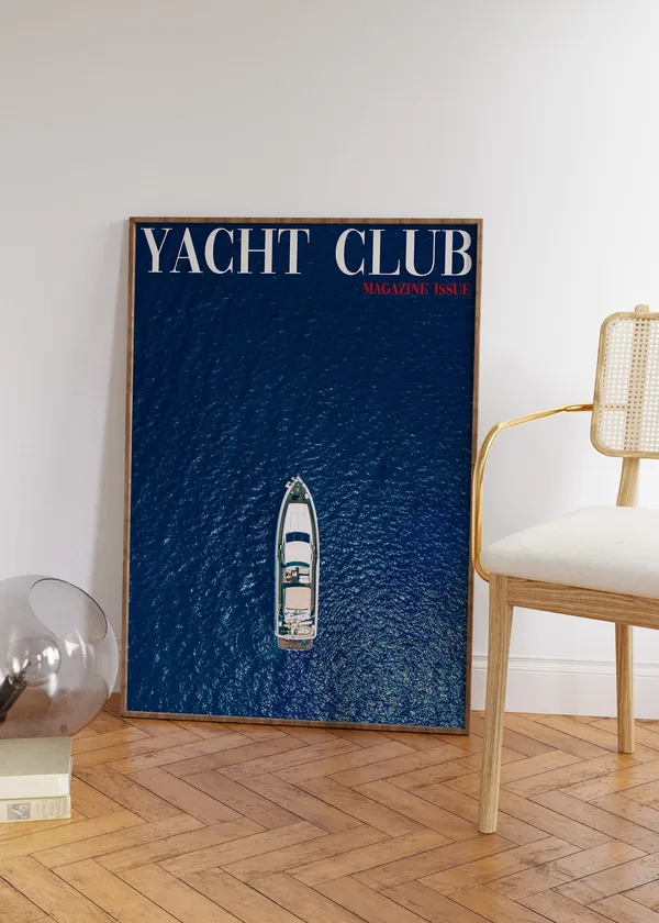 Yacht Club Retro Art Print, 70s Vogue Style