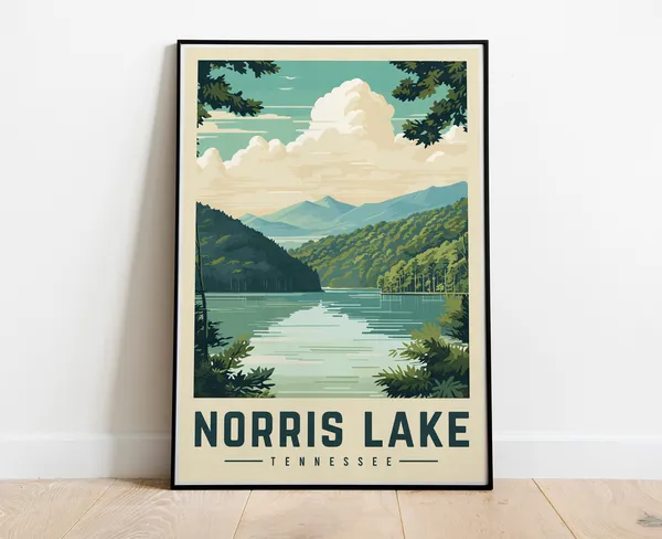 Norris Lake Tennessee Vintage Travel Poster, Wall Art Print