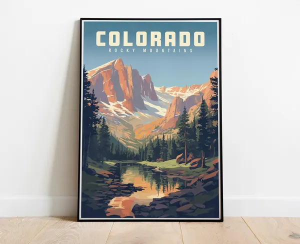 Colorado Rocky Mountains Vintage Travel Poster