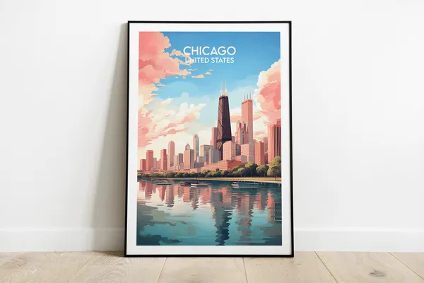 Chicago Travel Poster, United States USA Print