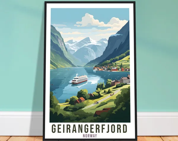 Geirangerfjord Norway Travel Poster, Fjords View